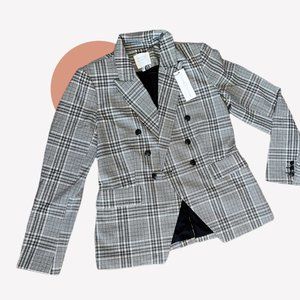 NWT -Blazer MAISON D'AMELIE BLACK WHITE PLAID CAREER BLAZER JACKET